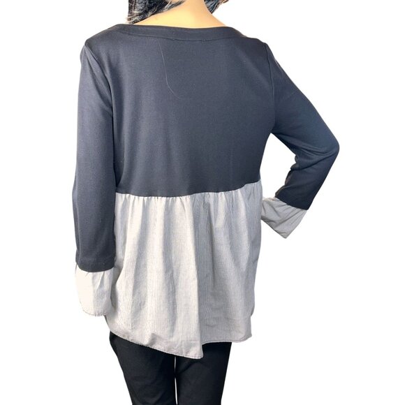 Loft Womens Mixed Media Sweater Blouse Size S Preppy Sloanie Academia - Picture 5 of 11